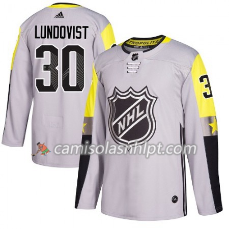 Camisola New York Rangers Henrik Lundqvist 30 2018 NHL All-Star Metro Division Adidas Cinza Authentic - Homem